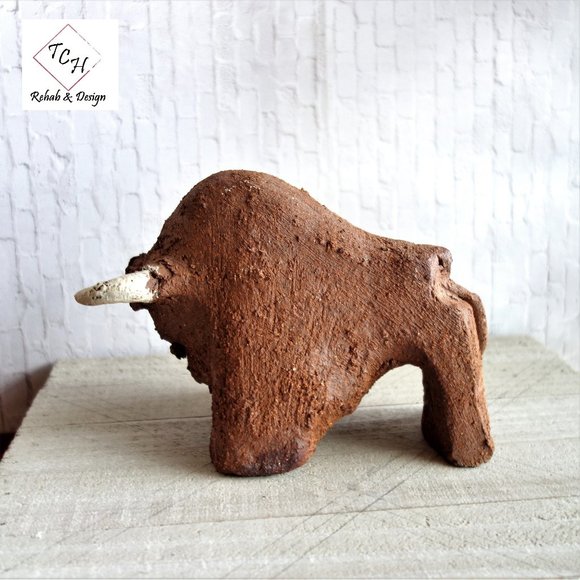 handmade Other - Cave Art Bison Artist Hand Carved Rendition Buffalo Cave Art